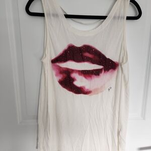 Juicy Couture White Tank Top with Pink Lip Design
